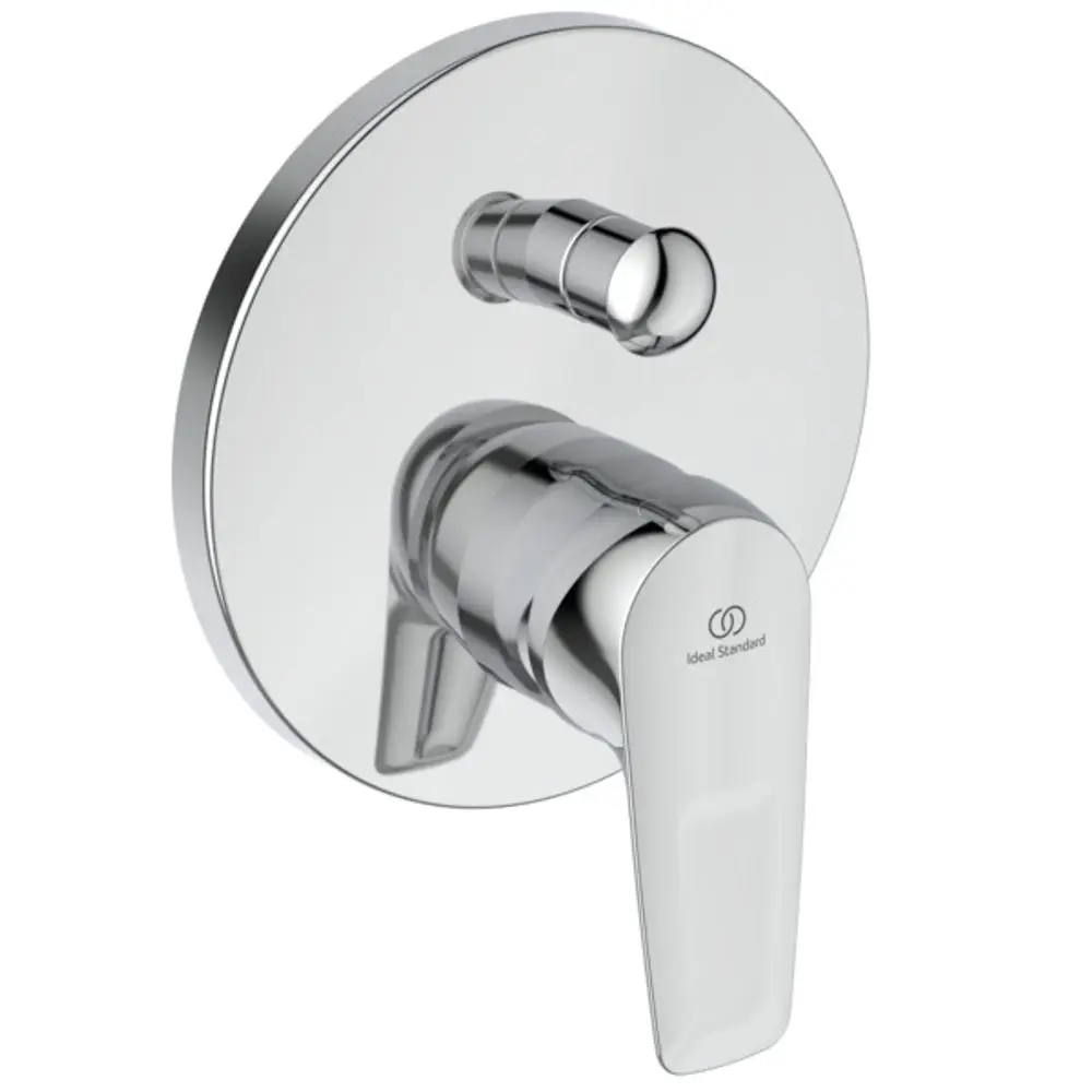 Einfache Badearmatur von Ideal Standard mit runder Montageplatte und Hebelmischer. Hochglänzende Chrom-Oberfläche, zeitloses Design.